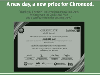 Gold prize and certificate goes to Chroneed,
